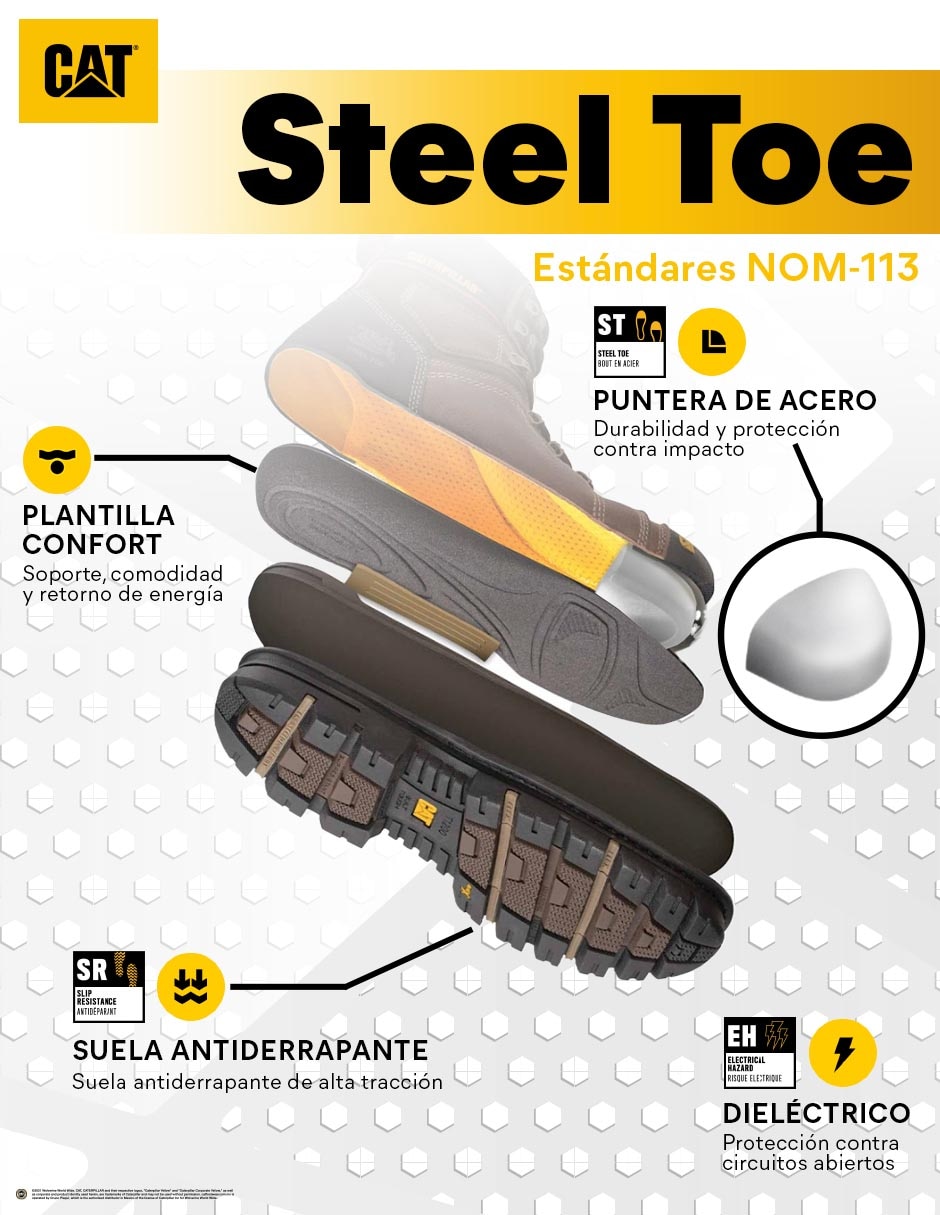 Bota industrial Caterpillar de cuero y piel