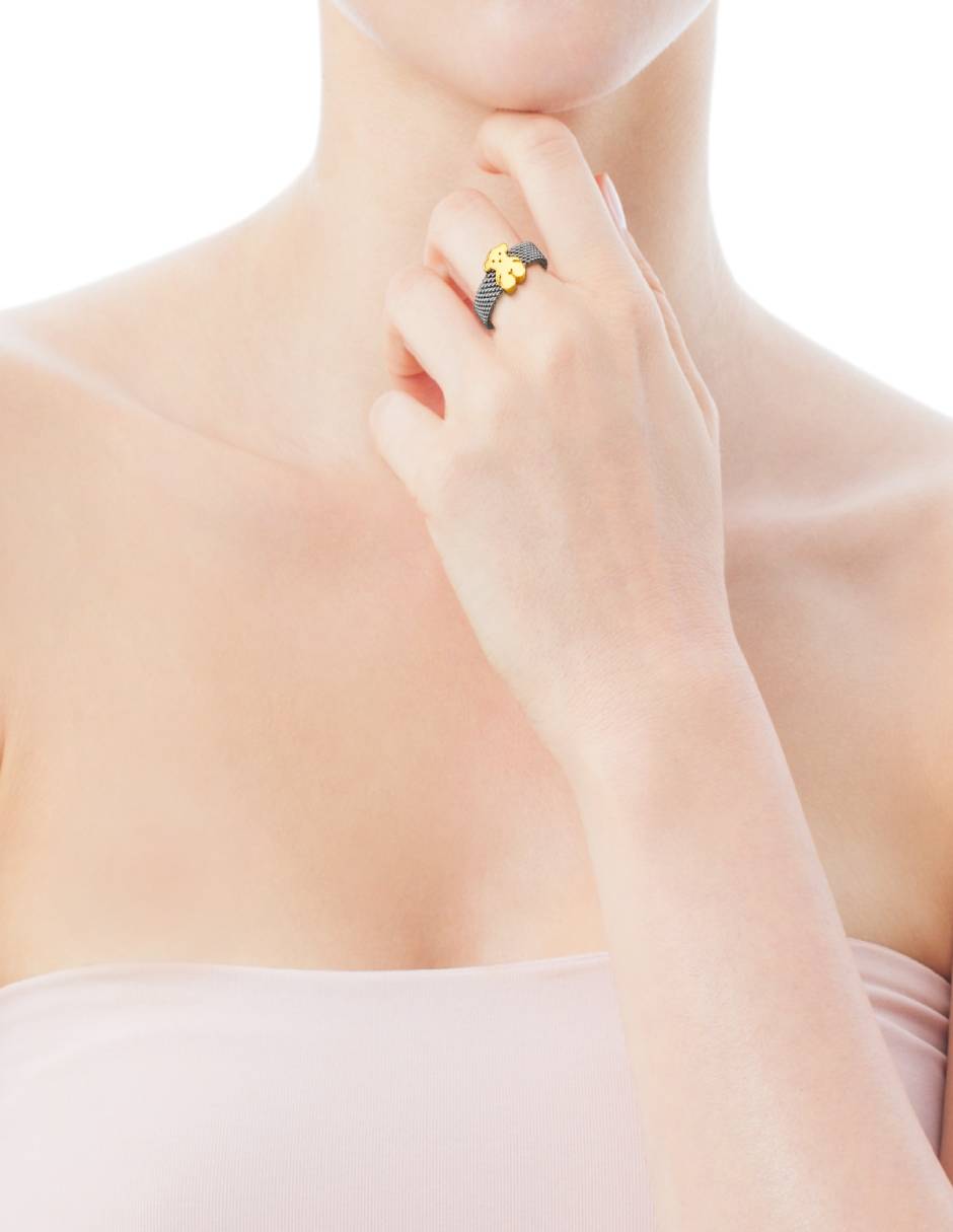 Anillo de oso Mesh de oro amarillo lustre 5