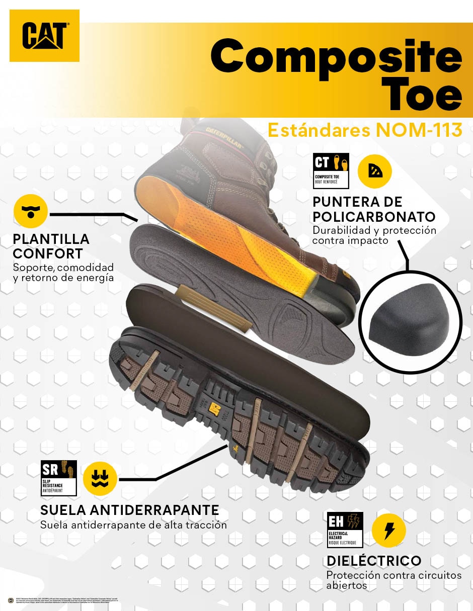 Bota industrial Caterpillar de cuero y piel