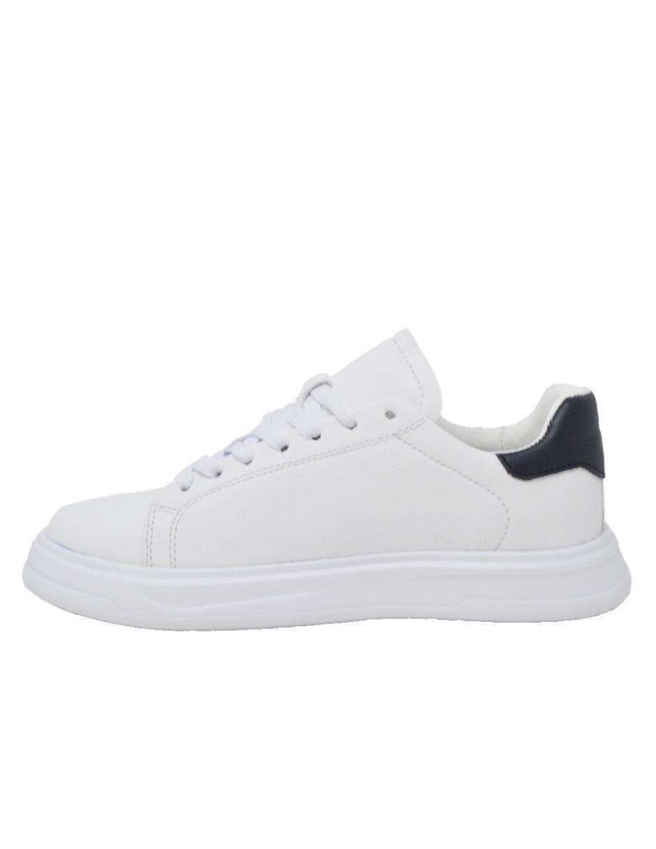 Tenis Sneaker Blanco Con Tonos Azul Marino para hombre 2