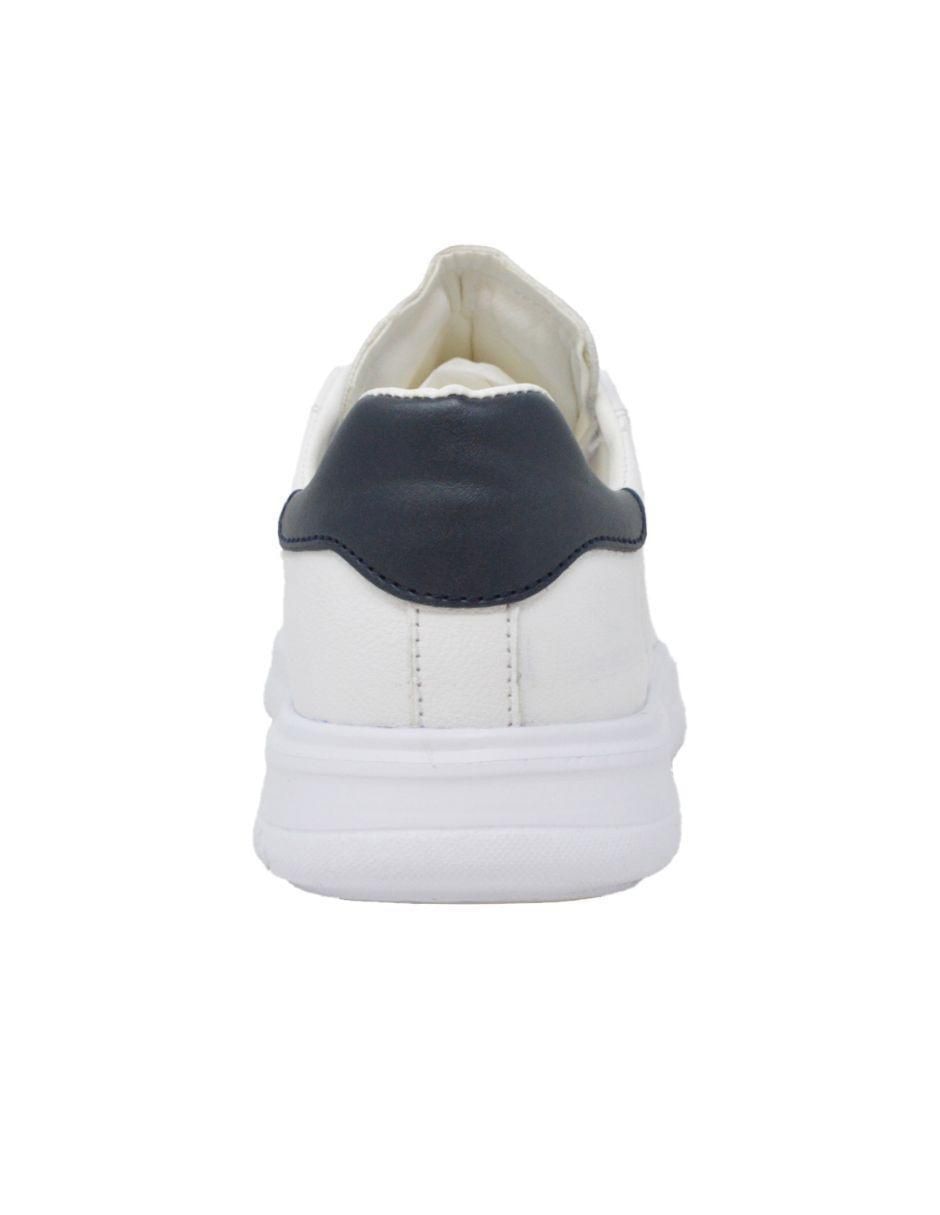 Tenis Sneaker Blanco Con Tonos Azul Marino para hombre 3
