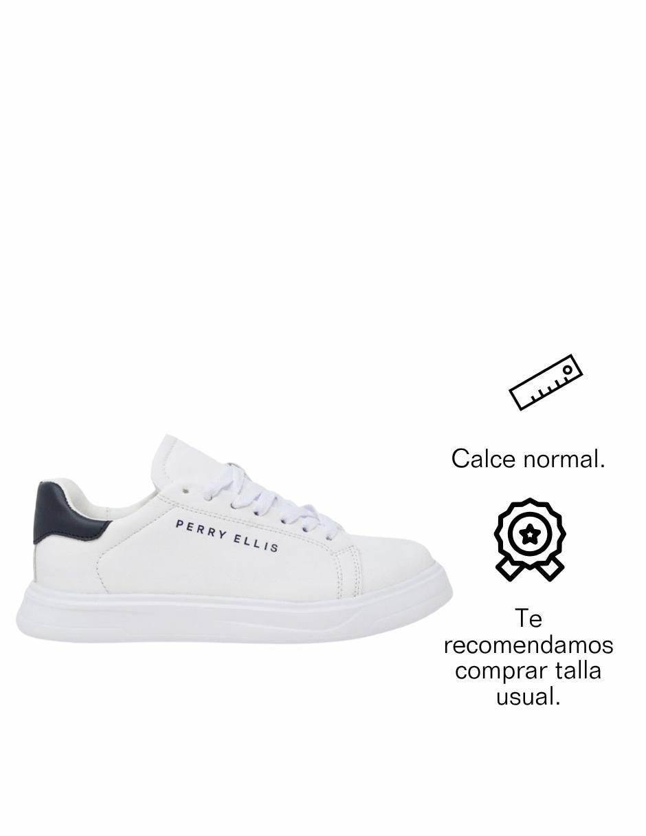 Tenis Sneaker Blanco Con Tonos Azul Marino para hombre