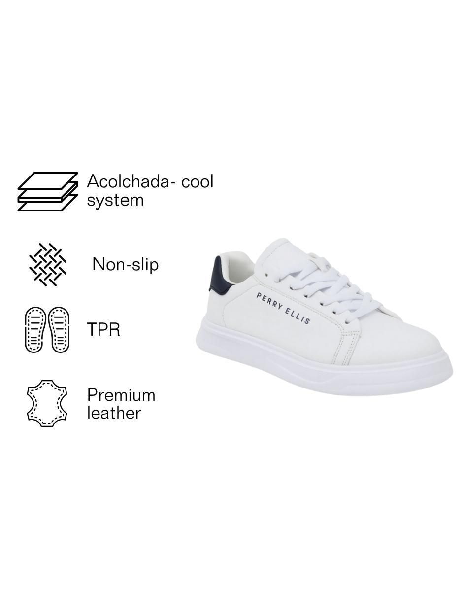 Tenis Sneaker Blanco Con Tonos Azul Marino para hombre