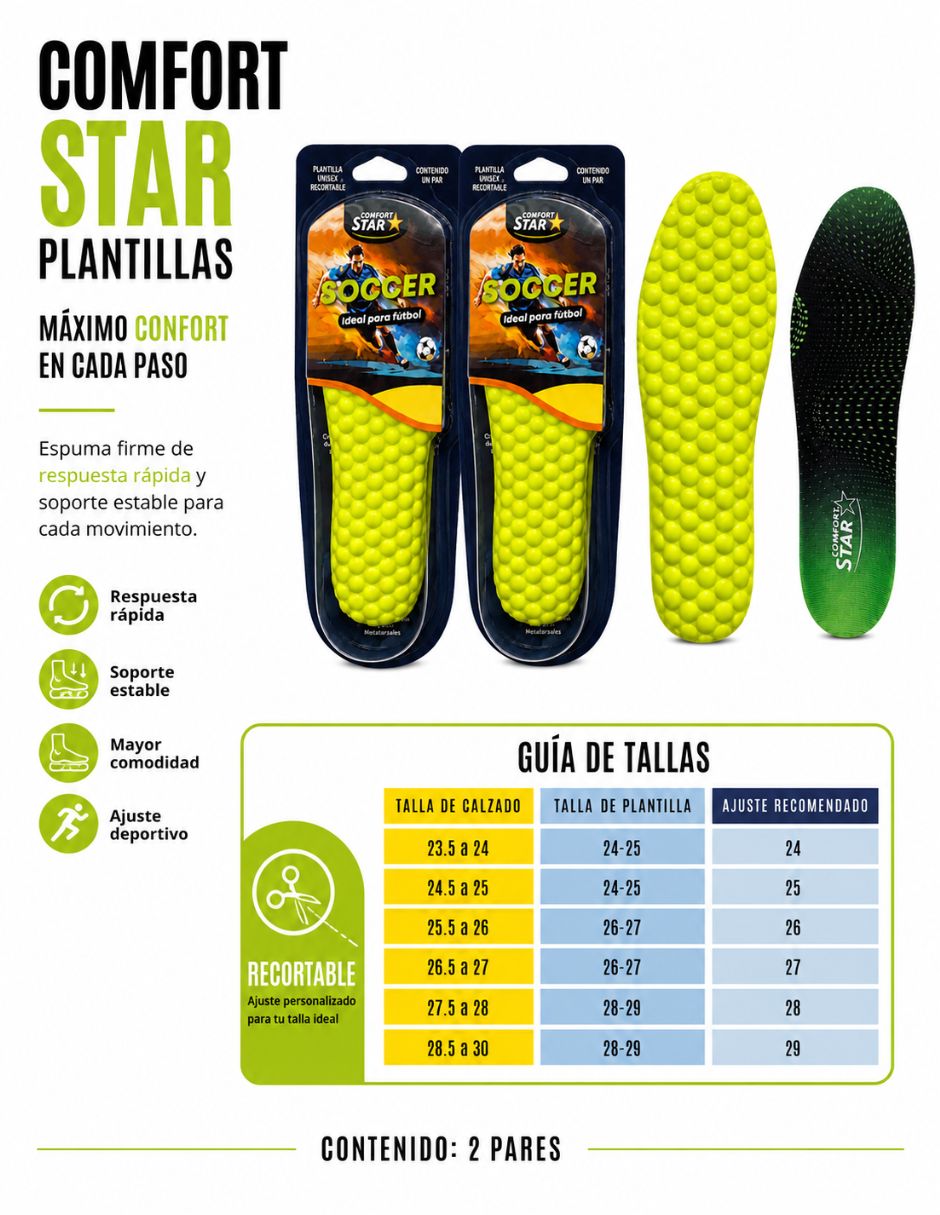 Plantilla Deportiva COMFORT STAR de Poliuretano