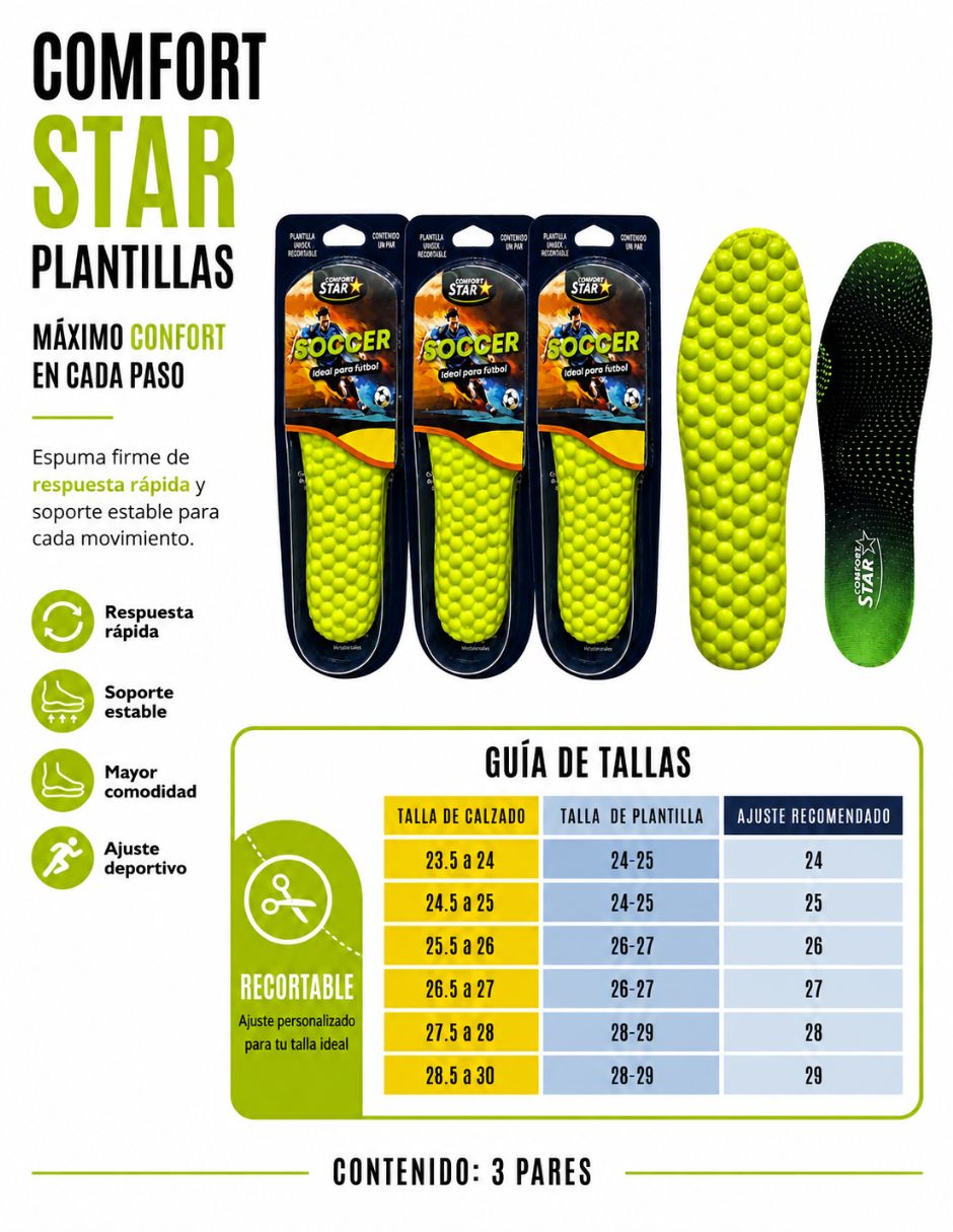 Plantilla Deportiva COMFORT STAR de Poliuretano