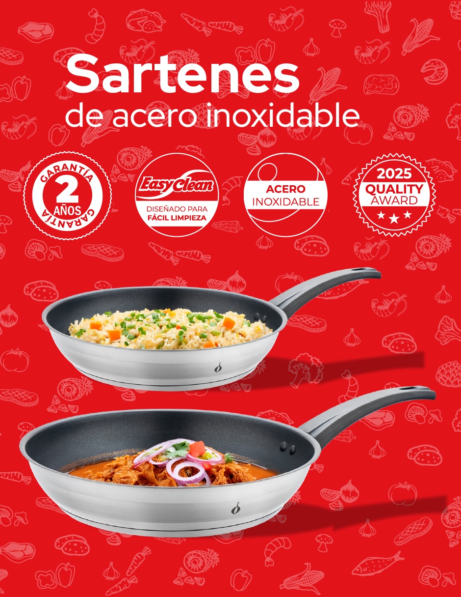 Set de sartenes de acero inoxidable 2 piezas