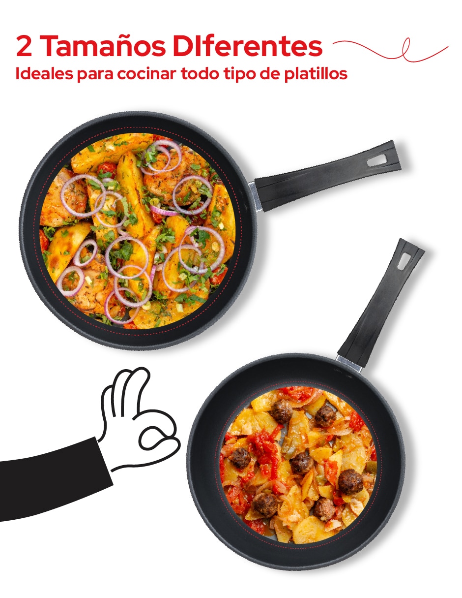 Set de sartenes de acero inoxidable 2 piezas