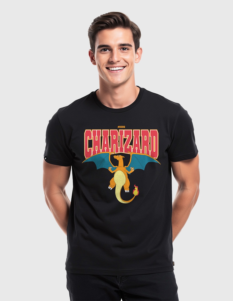 Playera Pokémon Pokémon Charizard Varsity cuello redondo para hombre 2