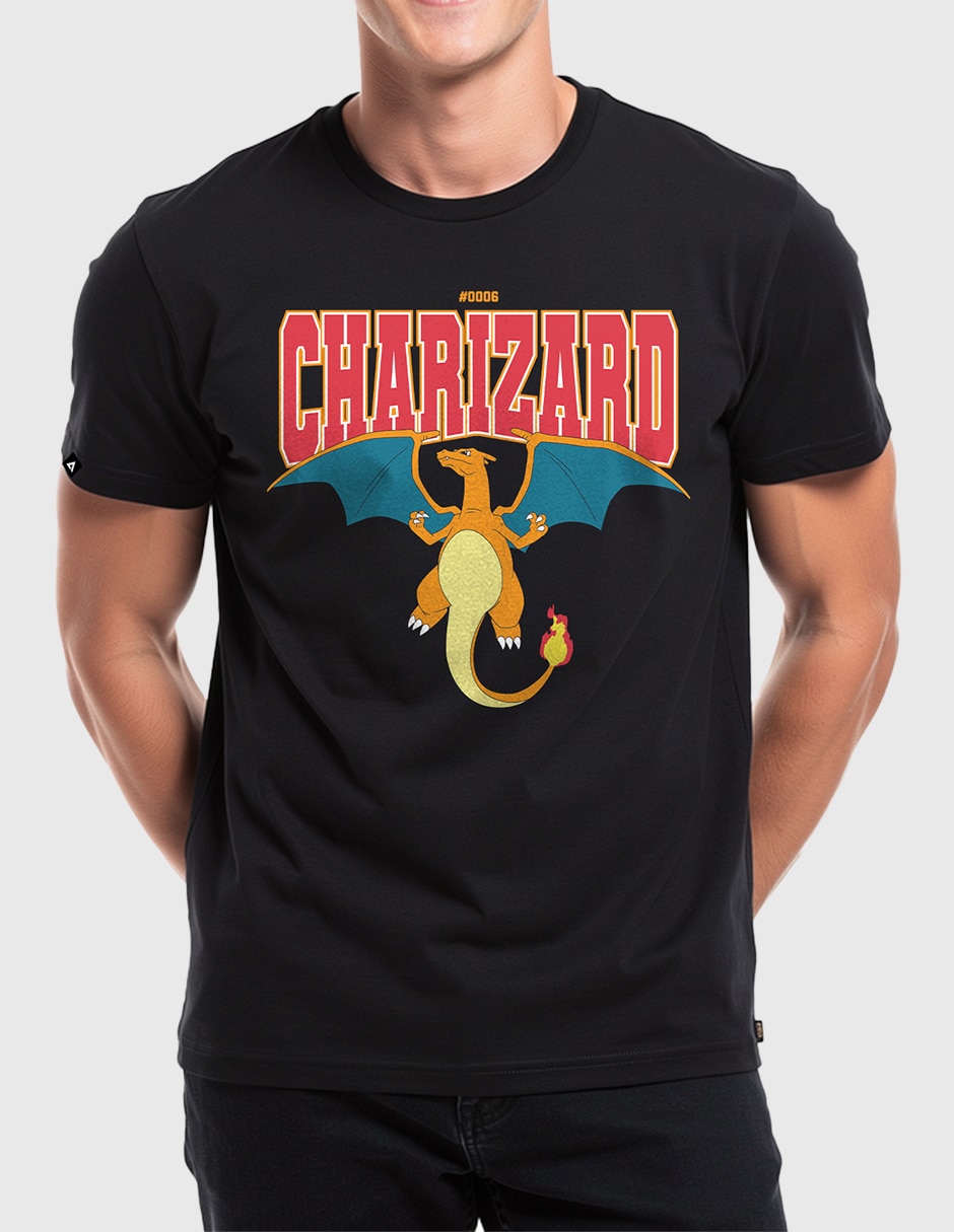 Playera Pokémon Pokémon Charizard Varsity cuello redondo para hombre